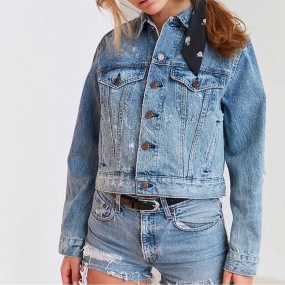 Urban Outfitters Jackets & Blazers - Urban Outfitters BDG Oversized Y2K Grunge Boyfriend Distressed Denim Jean Jacket